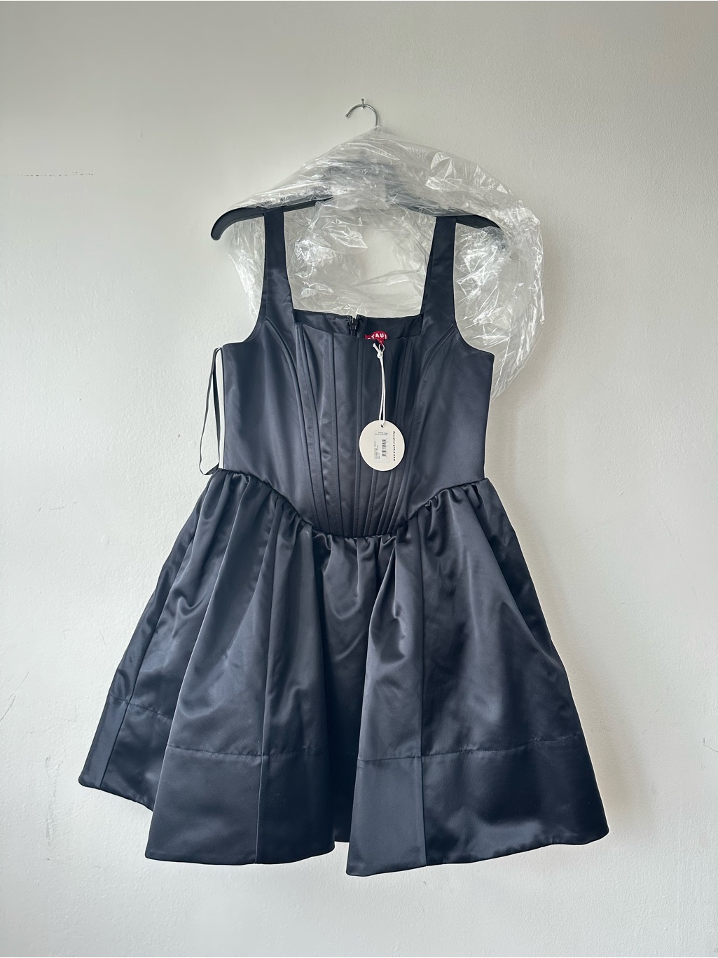 Staud Black Satin Circle Skirt